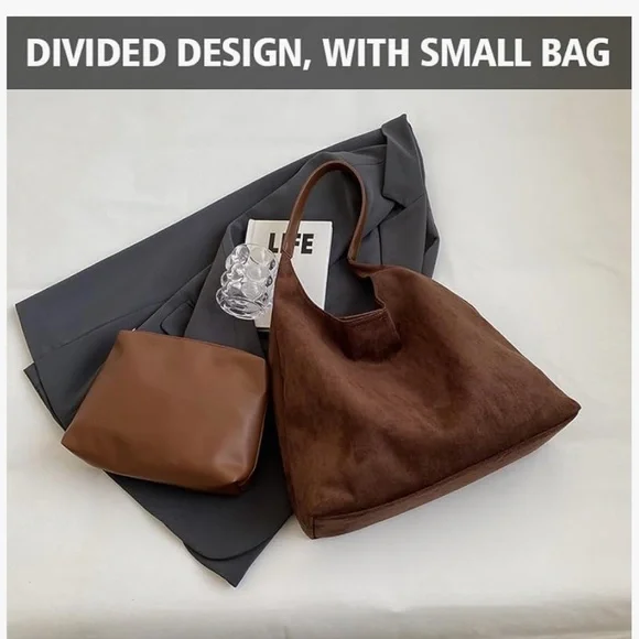 Suede bag with small bag - Picture 2 of 6